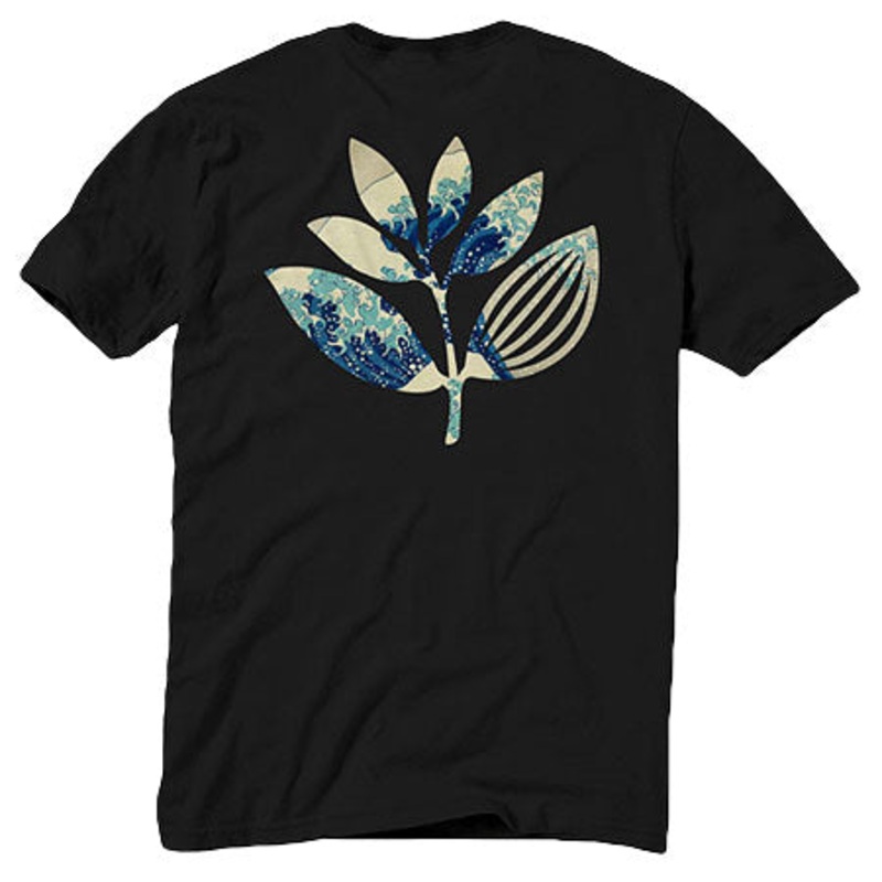 Magenta Hokusai Plant T Shirt Black Large