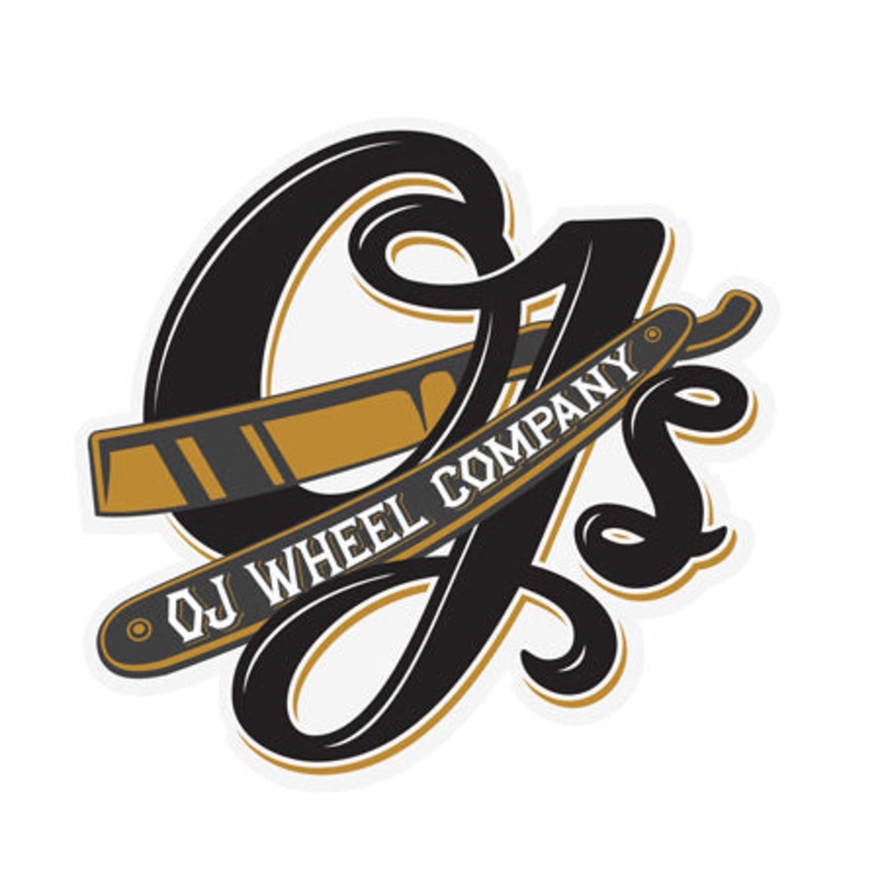 OJ 3 Straight Razor Sticker Black/ Gold 3.5 x 3.3