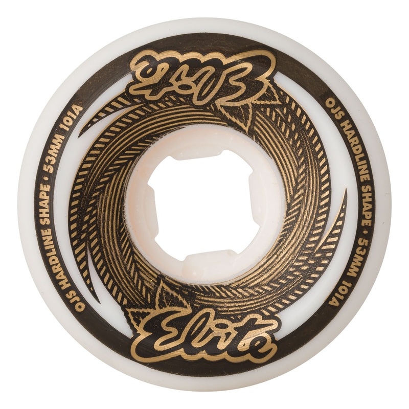 53mm Elite Gold Hardline 101a OJ Skateboard Wheels White 53mm