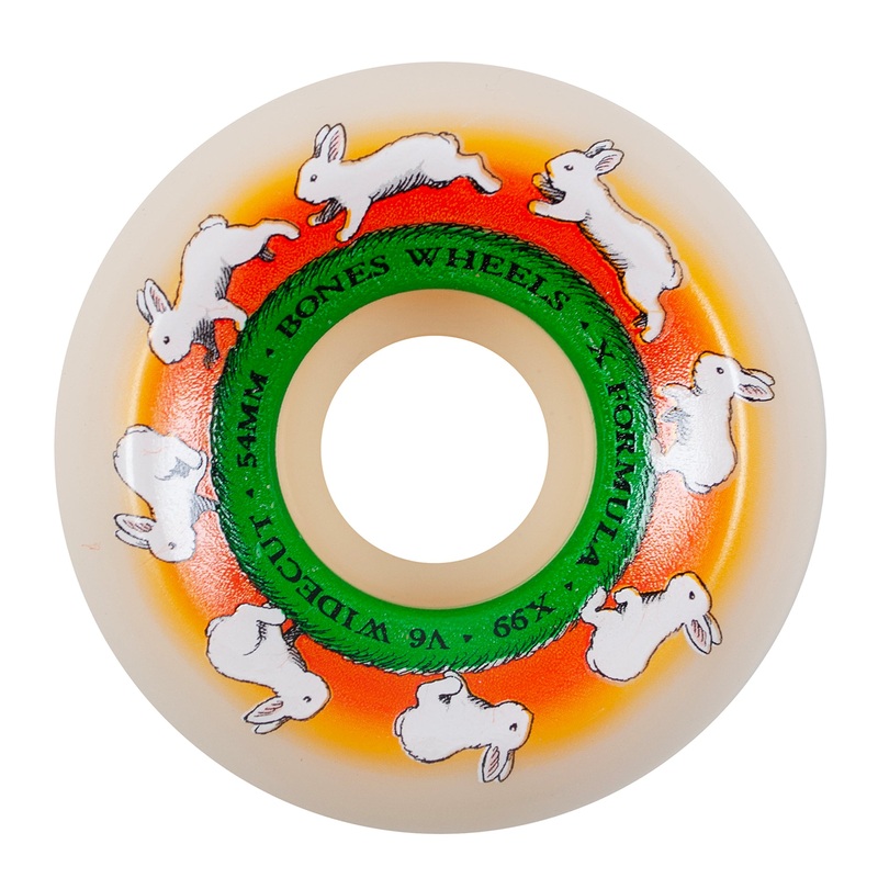 Bones Wheels – 54mm – Runny Bunny X Formula 99a V6 Wide-Cut – White 54mm 99a