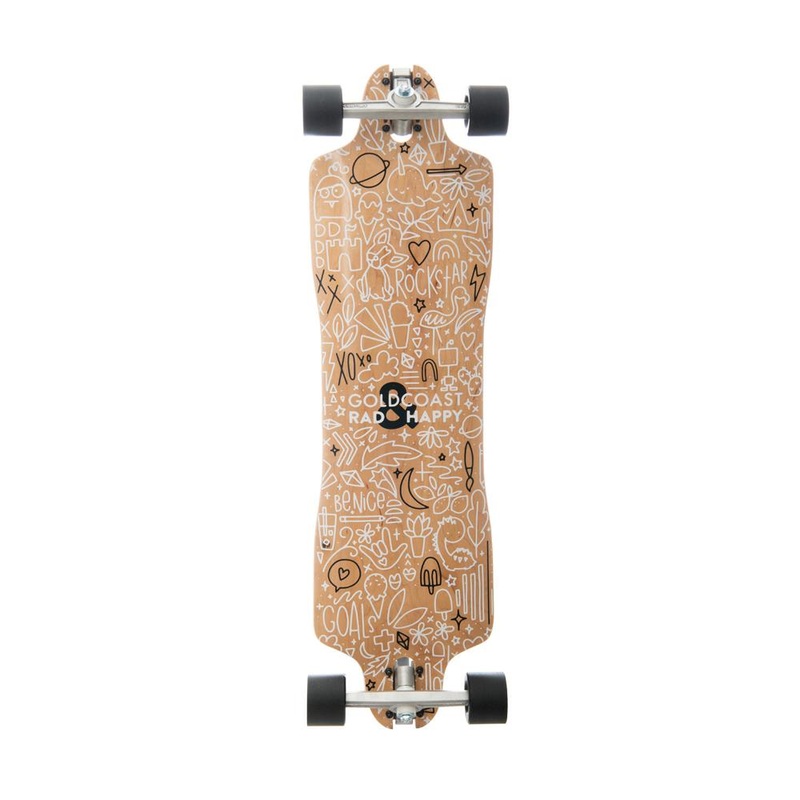 GoldCoast Rad & Happy 36″ Drop Through Longboard Complete