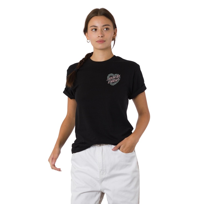 Heart Wreath Womens Santa Cruz T-Shirt Black XS