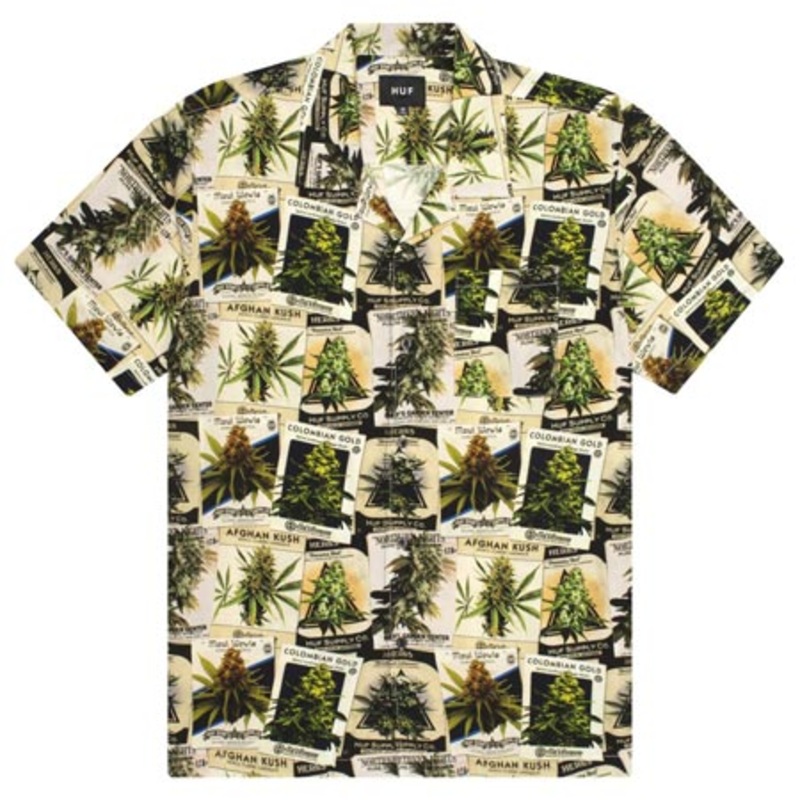 HUF Green Thumb Short Sleeve Woven Button-Up Shirt Green Small