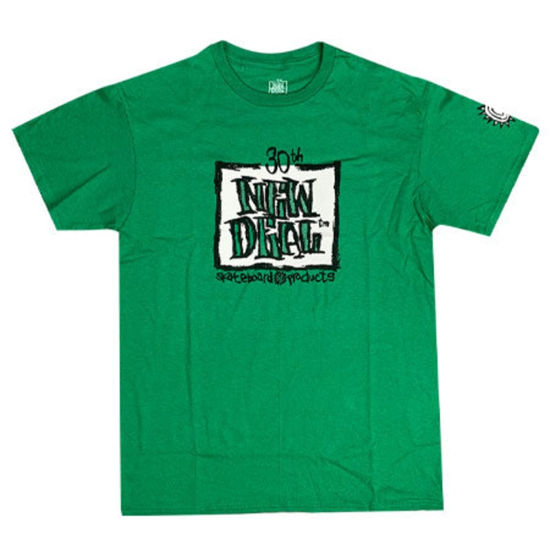 New Deal Skateboards 30th Anniversary Logo T Shirt Green Extra Large
