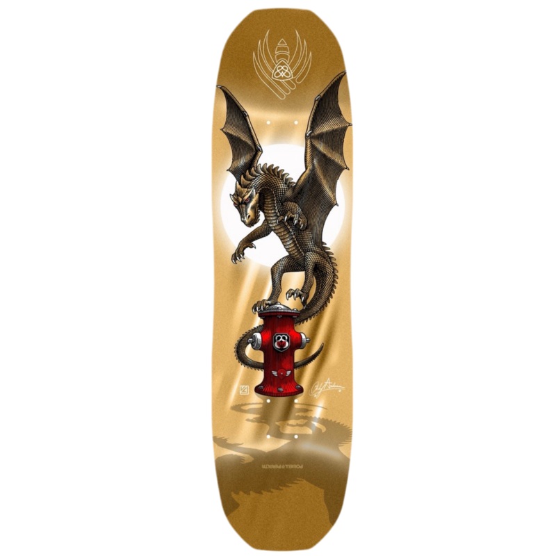 Powell Andy Anderson Hydrant Gold Foil Flight Skateboard Deck 8.45 8.45″ WB 14.25″