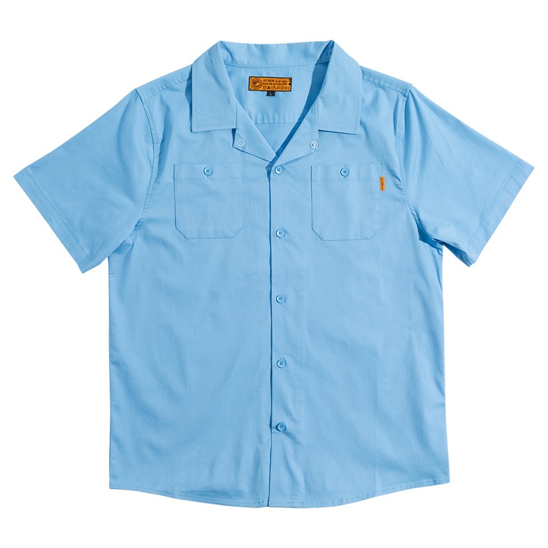 Anti-Hero Hecho Por Skate Short Sleeve Button Up Shirt Blue Medium