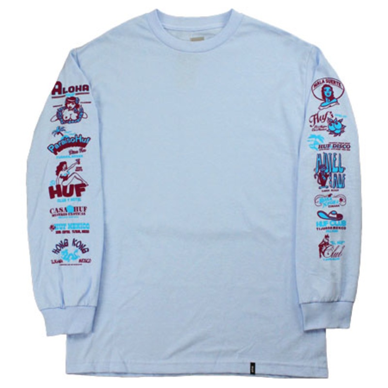 HUF Collage Long Sleeve T Shirt Ballad Blue Large