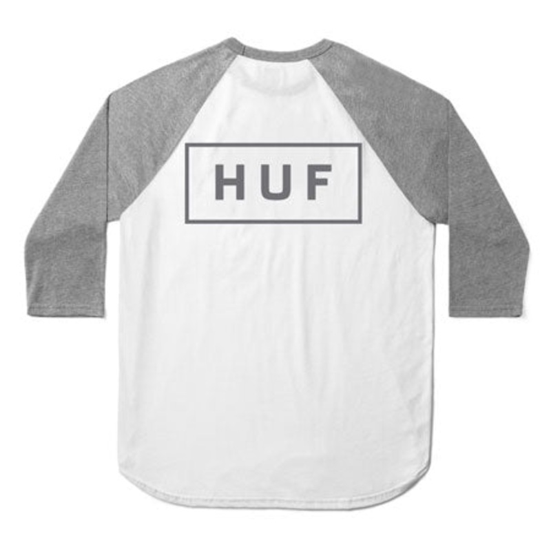 HUF Reflective Bar Logo Raglan T-Shirt White/ Grey Heather Medium