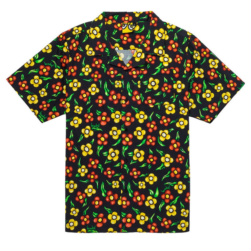 Krooked Aloha Flower Short Sleeve Button-Up Shirt Multicolor Medium