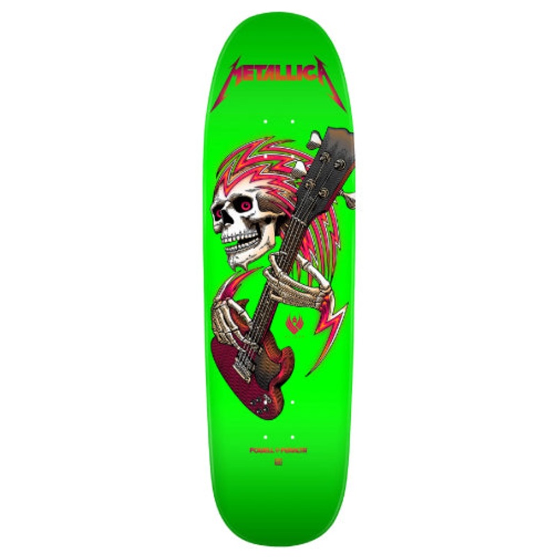 Powell Peralta X Metallica Collab Flight Shaped Skateboard Deck Lime Green 9.29″ 9.29″
