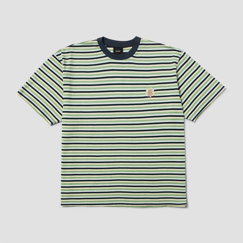 Huf Apollo Striped Shortsleeve Knit Boxy Top Blue Small