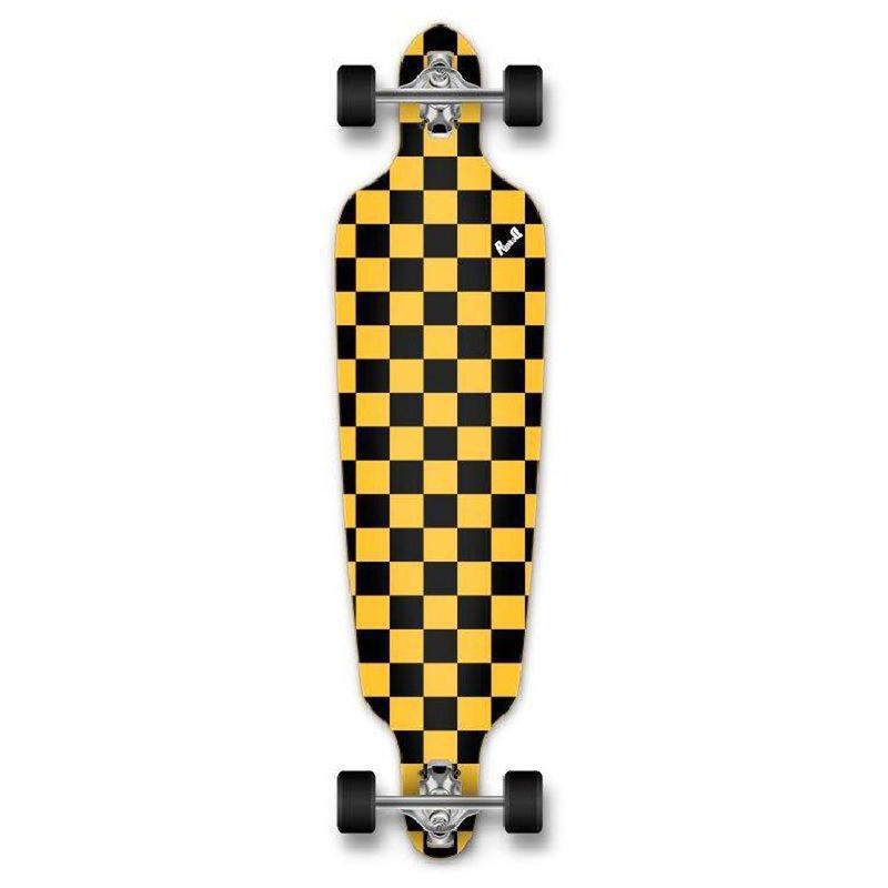 Punked Checkered Yellow Drop Through Longboard Complete