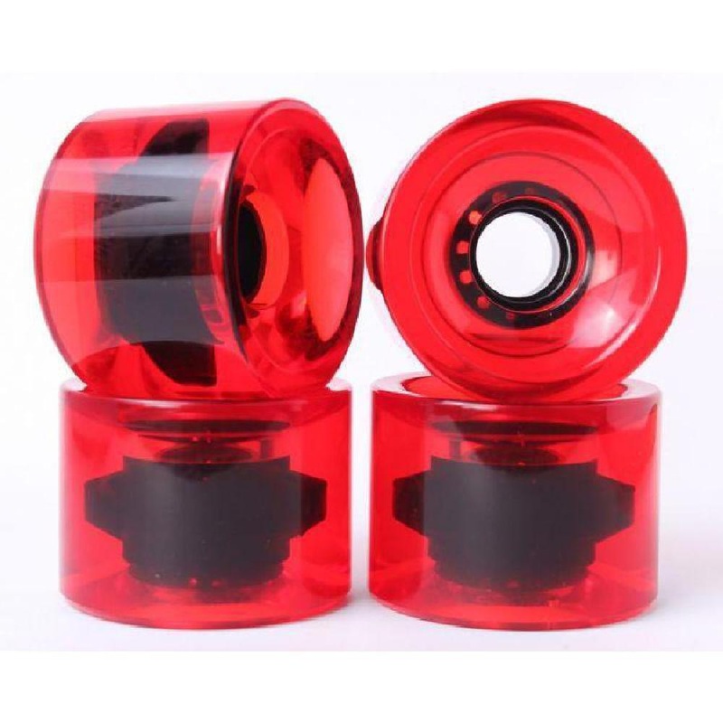 Clear Red 70mm Gel Soft Longboard Wheels