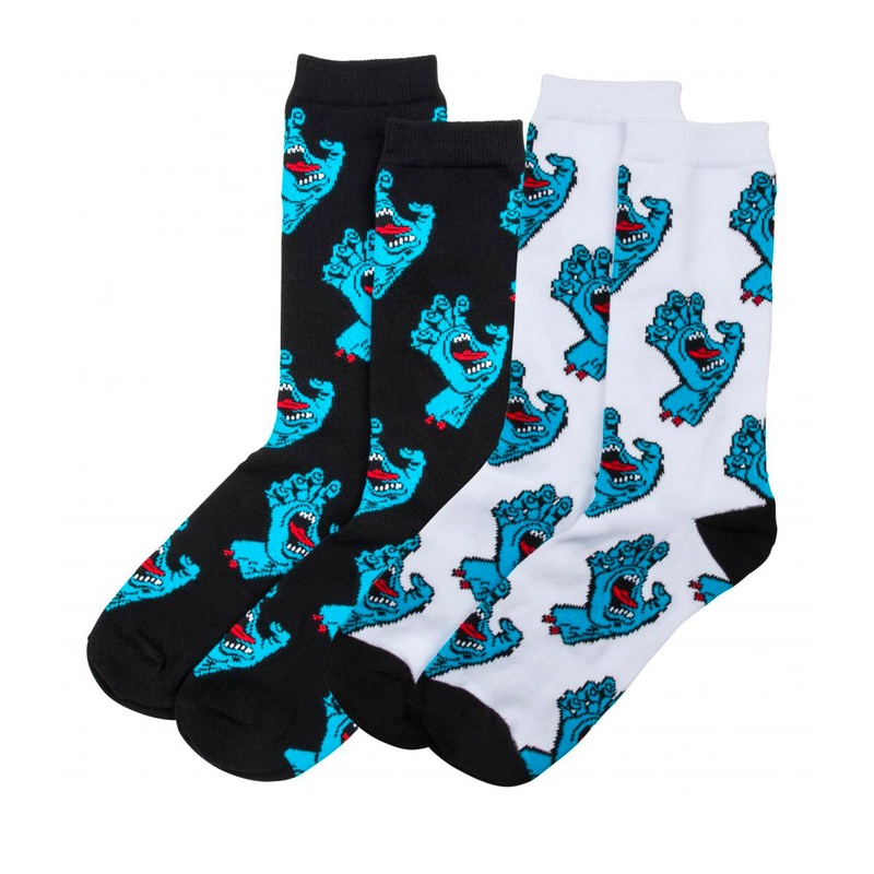 Santa Cruz Socks Multi Hand Sock – Black and White (2 Pack)