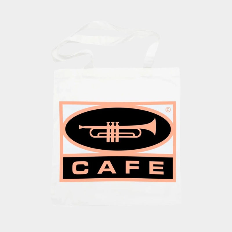 Skateboard Cafe – Trumpet Logo Tote Bag – White