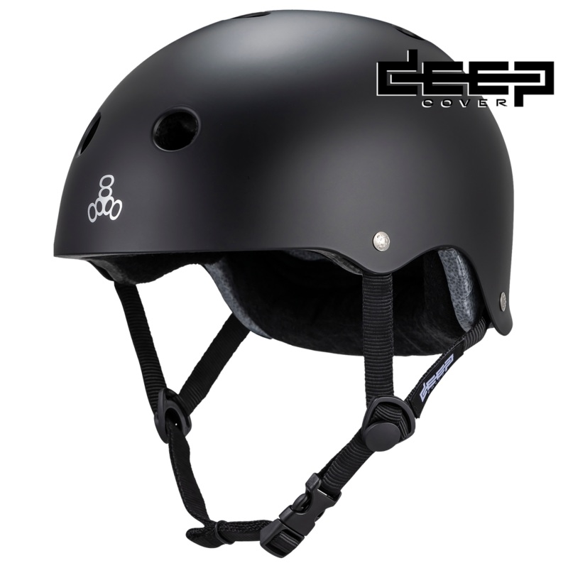 Triple 8 Deep Cover Certified Skateboard Helmet XS/S Black