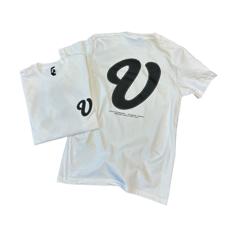 Venue Cursive Logo T White w/Black S