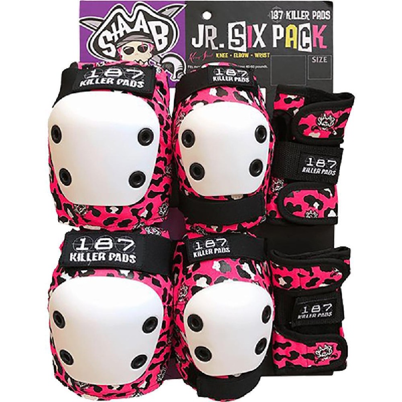 187 Killer Pads Six Pack Staab Pink Knee, Elbow, Wrist Pad Set – Junior