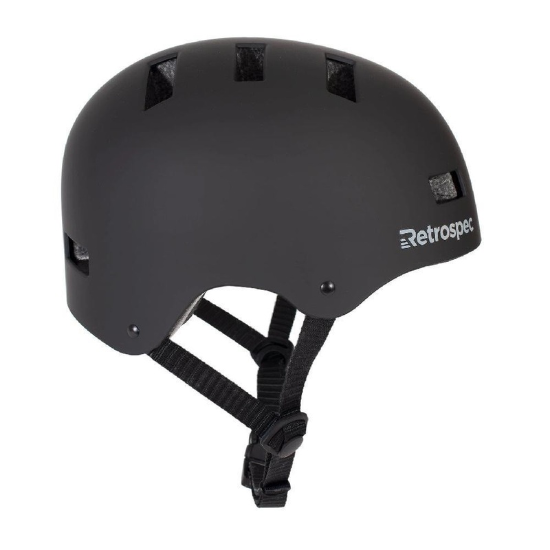 CM-1 Matte Black Commuter Longboard Skateboard Helmet Small: 20″-21.75″