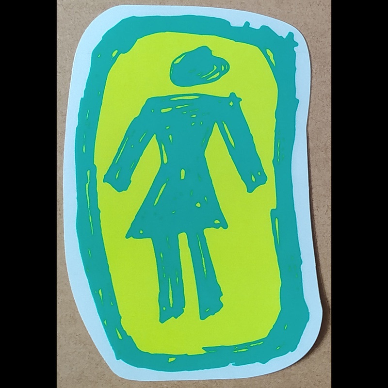 Girl Skateboard Sticker – Green/Yellow
