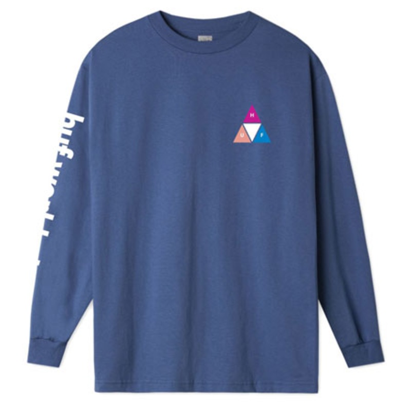 HUF Triple Triangle Long Sleeve T Shirt Insignia Blue Large