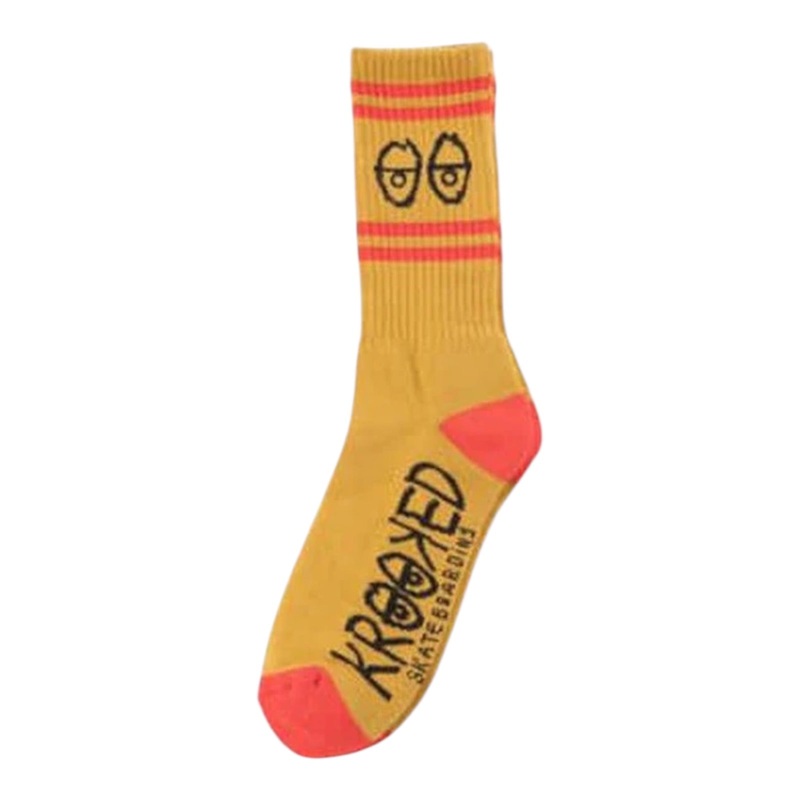 Krooked Big Eyes Crew Socks Gold/Red/Black OS