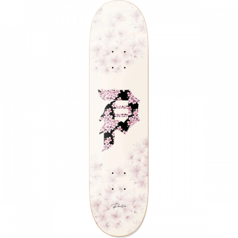 Primitive Sakura Dirty P 8.38″ White Skateboard Deck