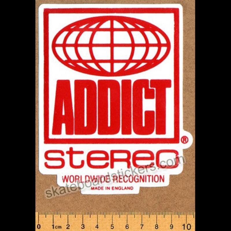 Addict Skateboard Sticker – Stereo Red