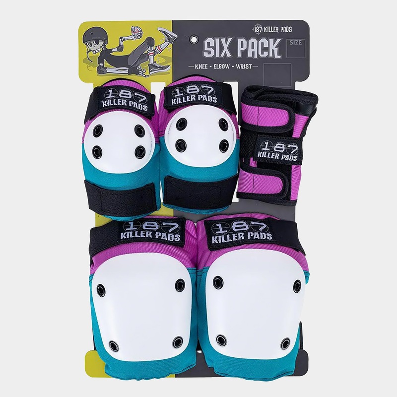 187 Killer Pads Adult Six Pack Set – Pink / Teal Adult XS