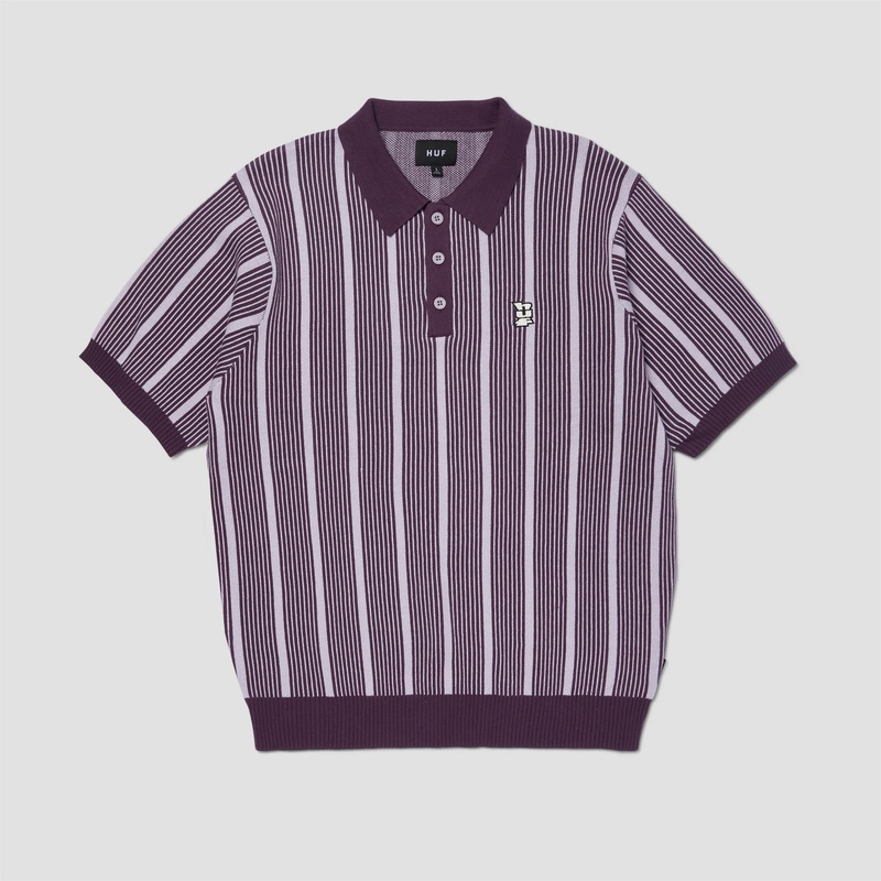 HUF Trace Stripe Shortsleeve Knit Top Dust Purple Small