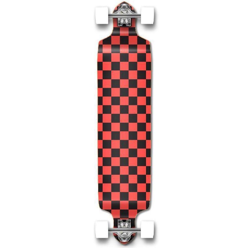 Punked Checkered Downhill Orange Drop Down Longboard Complete