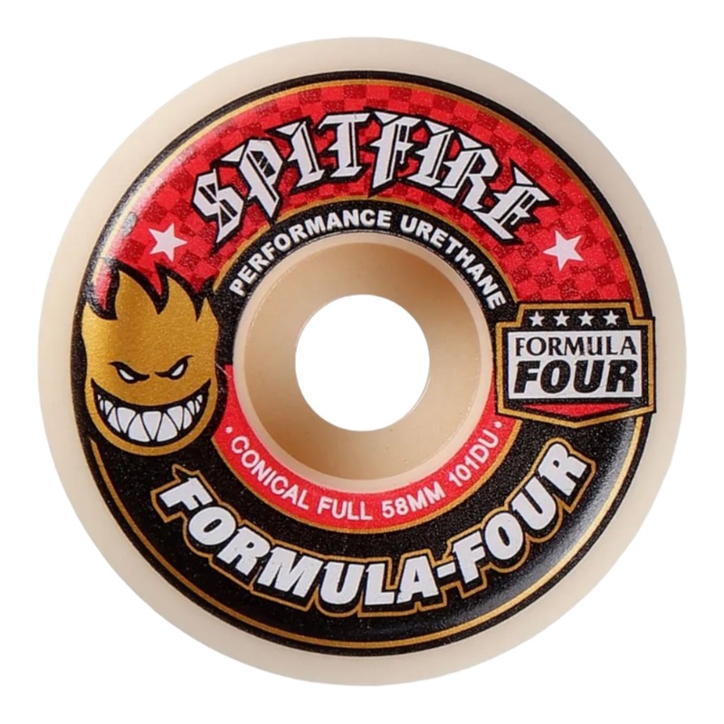 Spitfire Formula Four Conical Full Wheels Set Natural 58mm/101du 58mm