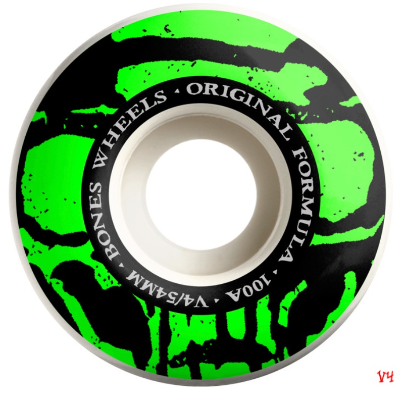 Bones 100a V4 OG Formula Mummy Skulls 54mm Skateboard Wheels White 54mm White