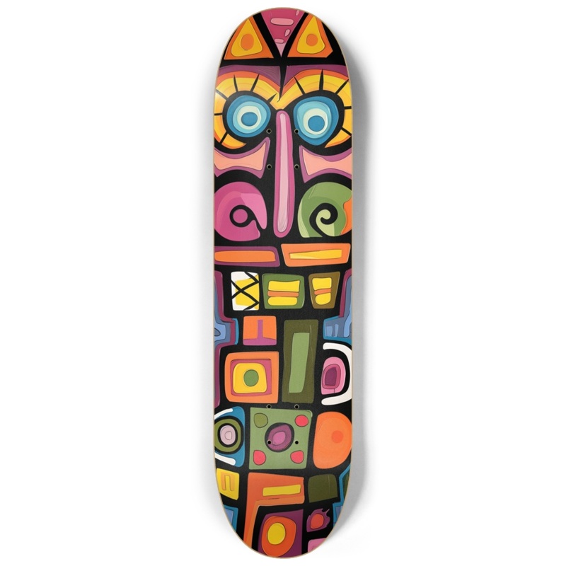 Colorful Tikiman Pop Art 8.25″ Skateboard or Wall Art Deck Only No wall hangers