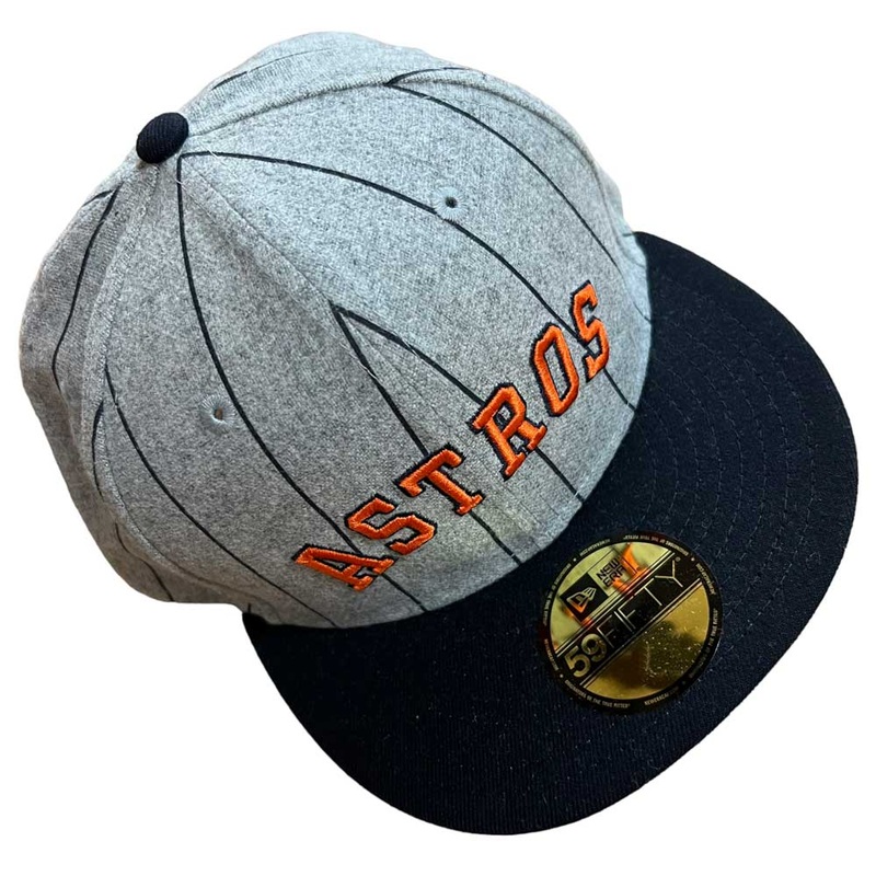 New Era Hat 5950 Houston Astros Heather Pinstripe Gray Light Wool 5950 Day 7 1/8