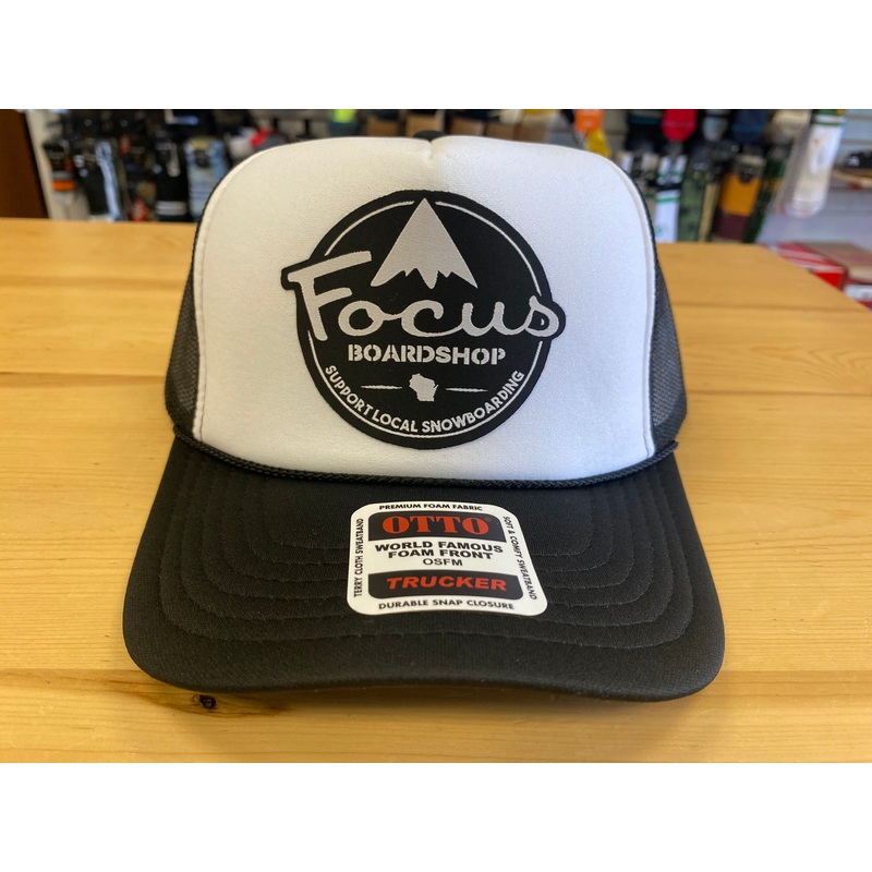Focus Boardshop MTN Logo Mesh Trucker Cap – Black/White