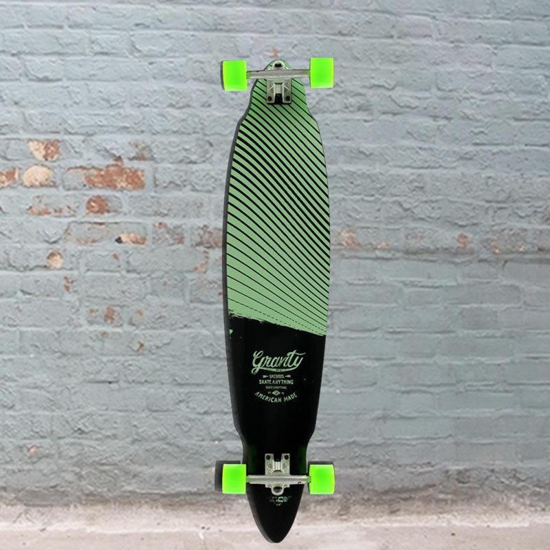 Gravity Longboard Blurred Lines Pintail Longboard 45″ Randall R-ll 150mm Burner Orange 66mm, 78a Green