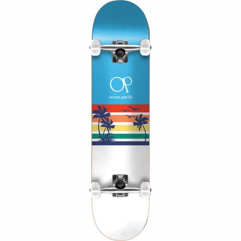 Ocean Pacific Blue/White 8.25″ Complete Skateboard Complete