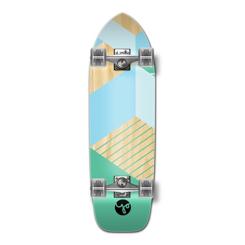 Punked Old School Longboard Complete -Geometric Series – Green Complete