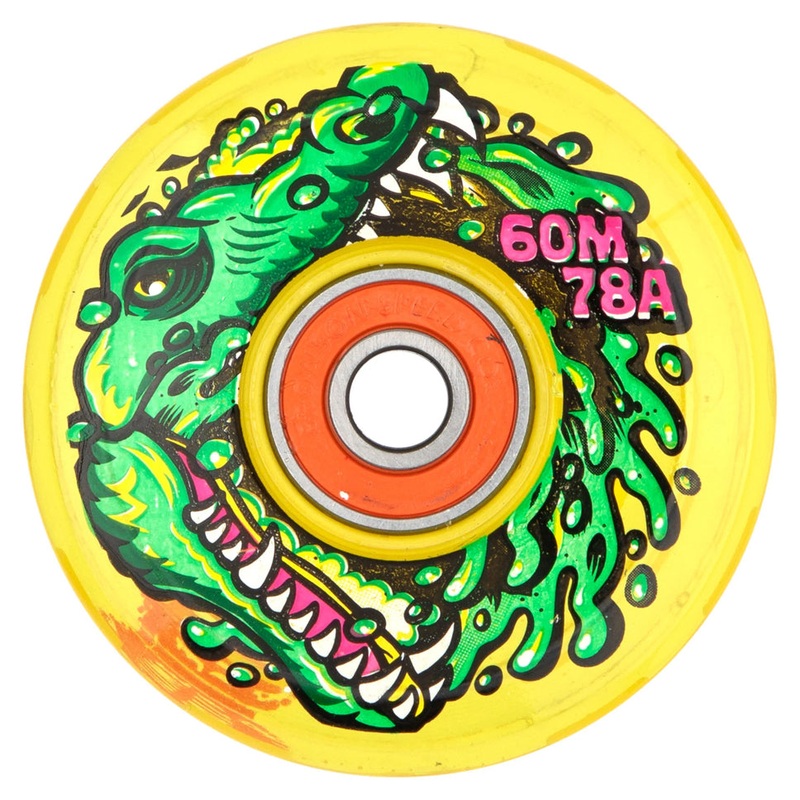 Santa Cruz Slime Balls Gator Swamp Spew Light Up 78a Wheels Yellow 60mm
