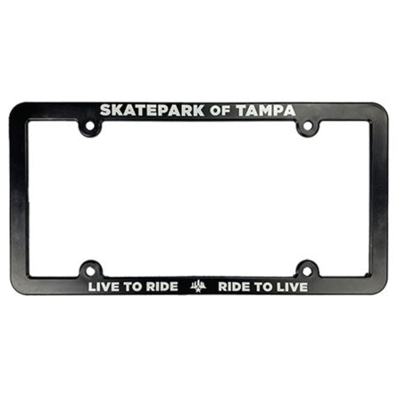 Skatepark of Tampa Live To Ride License Plate Frame Black 12.25″ x 6.25″