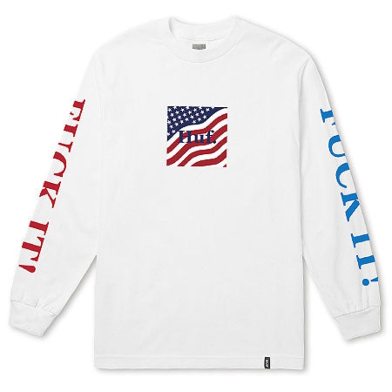 HUF Domestic Fuck It Long Sleeve T Shirt White Extra Extra Large