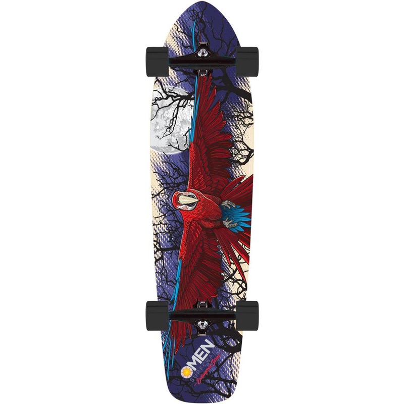 Omen Endangered Macaw 40″ Kicktail Longboard Complete