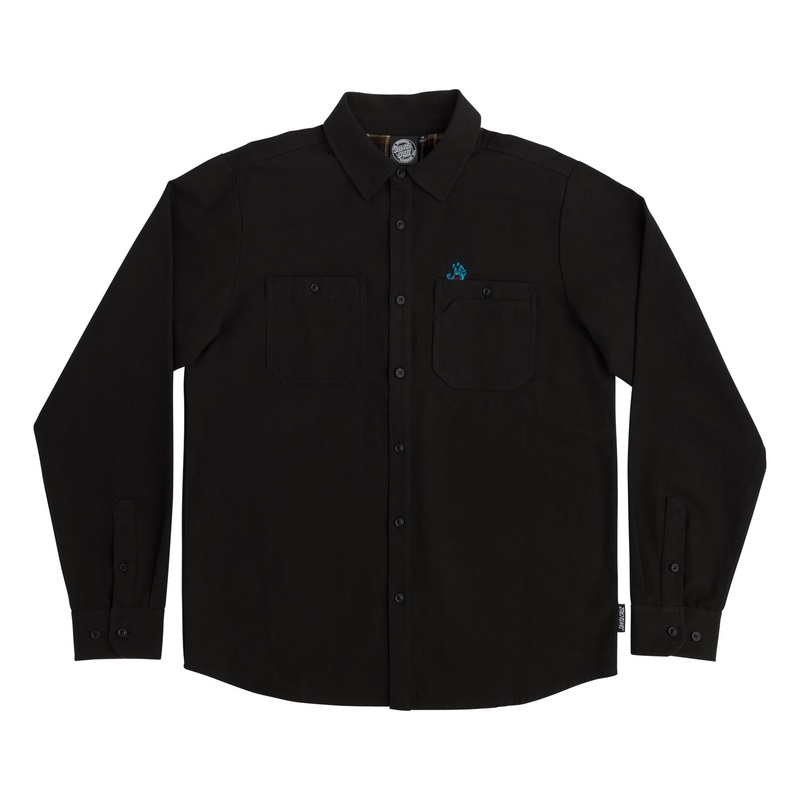 Santa Cruz Screaming Hand Long Sleeve Button Up Shirt Medium Black