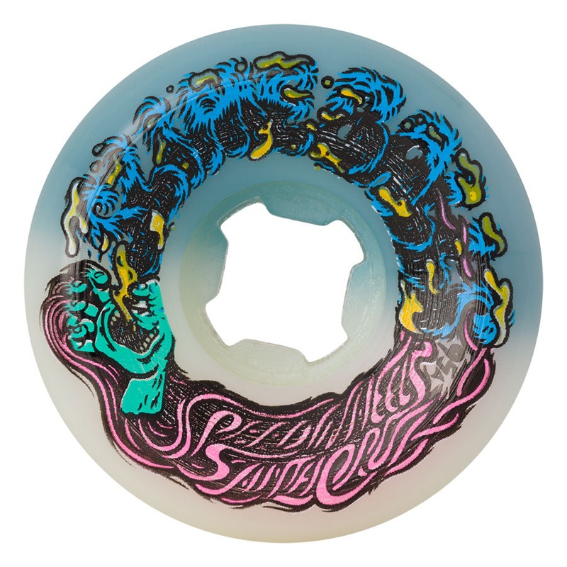 54mm Hairballs 50-50 Teal 95a Slime Balls Skateboard Wheels White 54mm