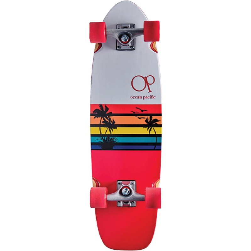 Ocean Pacific Sunset 27″ White/Red Cruiser Longboard Complete
