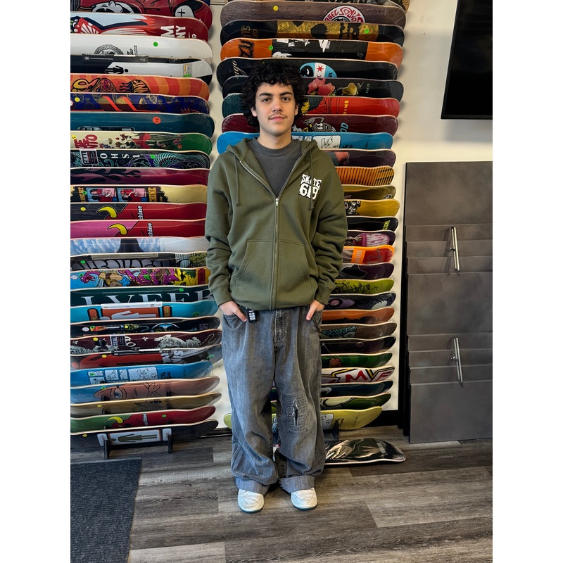 SKATE 618 STACKED LOGO ZIPUP HOODIE GREEN XS