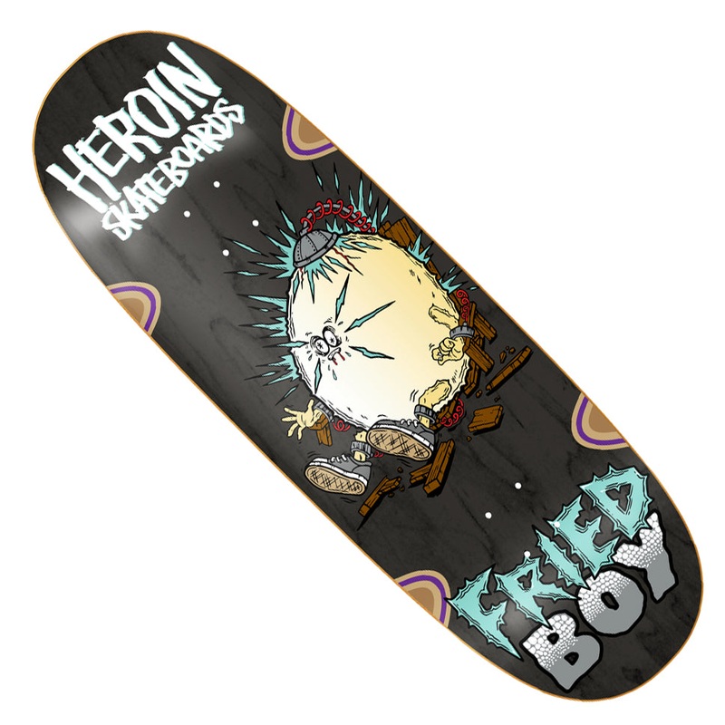 Heroin Skateboards Fried Boy Egg Shaped Deck Multicolor 10.4 x 32 WB:14.25