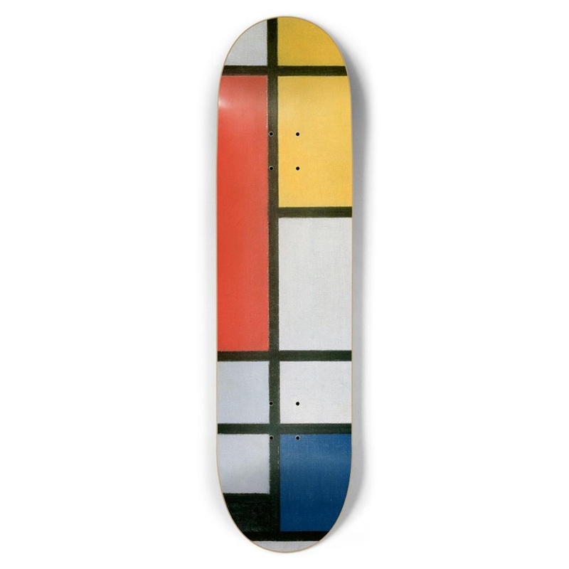 Mondriaan Composition Custom 8.5″ Skateboard or Wall Art Deck Only No wall hangers