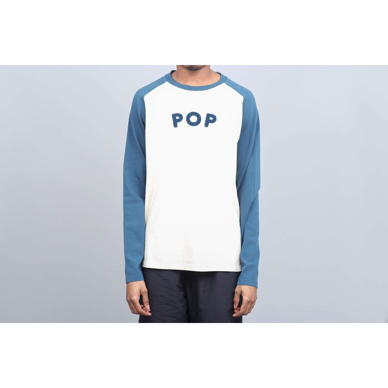Pop Trading Uni Raglan Longsleeve T-Shirt Off White / Dark Teal Small